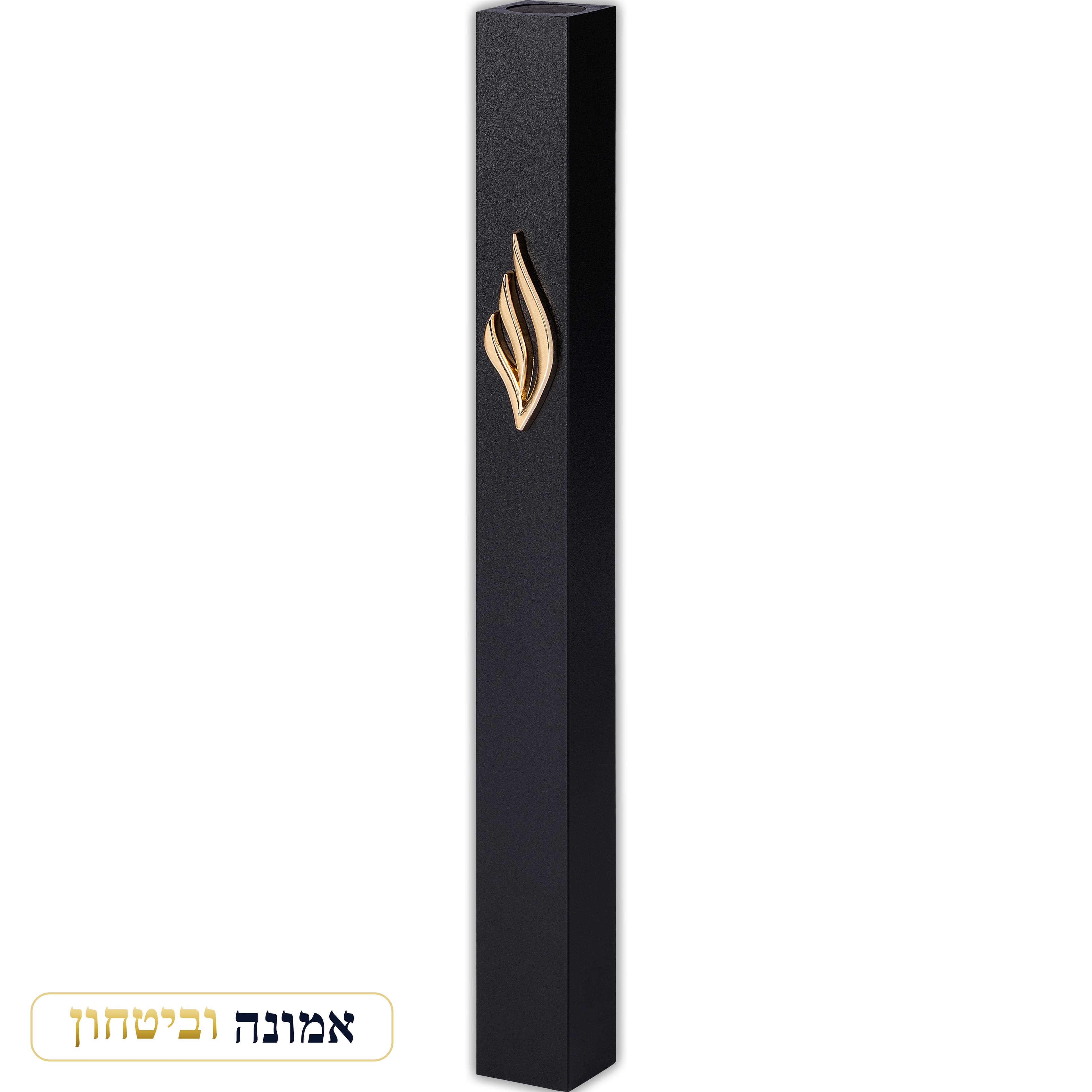 מזוזה אלומיניום סגירת גומי 12 ס"מ שחור מט — מבט ראשי