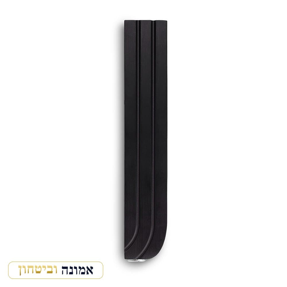 מזוזה אלומיניום 15 ס"מ שחור מט אות ש' חרוטה — מבט ראשי