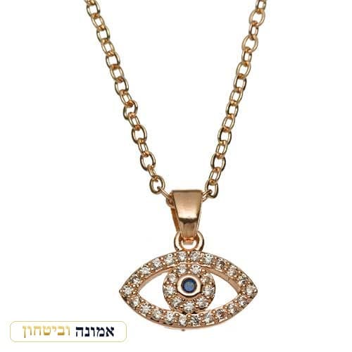 שרשרת רוז גולד עין עם שיבוץ אבנים 1 ס"מ — מבט ראשי