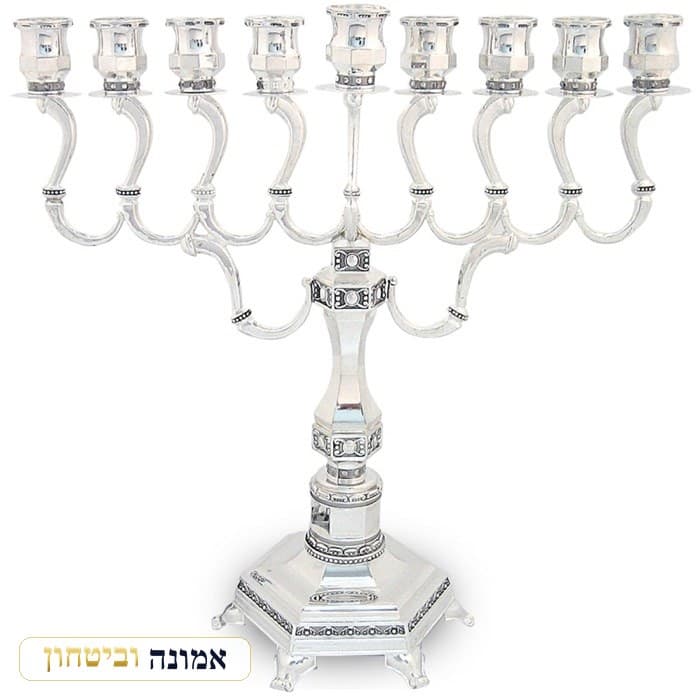 חנוכייה "יהלום" צפוי ניקל 28X28 ס"מ — מבט ראשי
