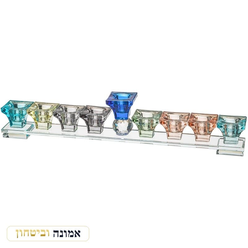 חנוכייה קריסטל מהודרת - צבעוני 37x6 ס"מ — מבט ראשי