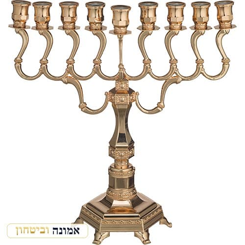 חנוכייה מהודרת "יהלום" ציפוי רוז גולד 36X35 ס"מ — מבט ראשי