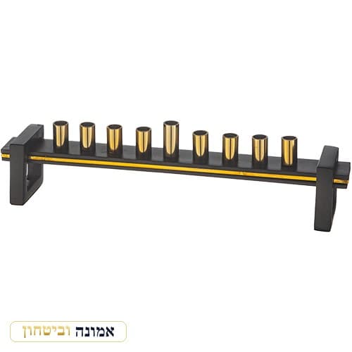 חנוכייה אלומיניום לנרות מהודרת 27x5 ס"מ — מבט ראשי