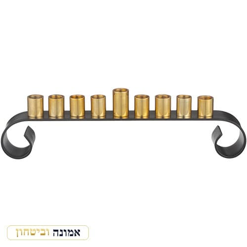 חנוכייה אלומיניום לשמן מהודרת 30x8 ס"מ — מבט ראשי