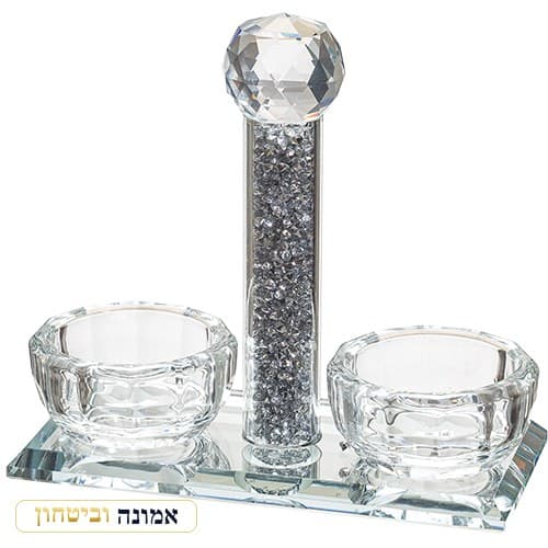 מלחייה קריסטל עם שבבי זכוכית 11x12 ס"מ — מבט ראשי