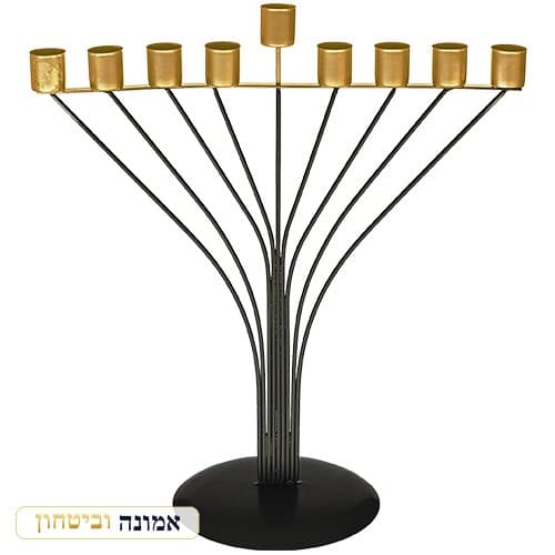 חנוכיית חוטים חב"ד לשמן — שחור 33X50 ס"מ — מבט ראשי