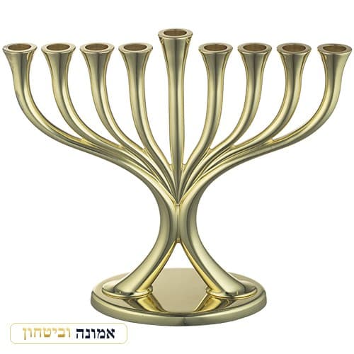 חנוכייה מתכת ציפוי זהב 19X23 ס"מ — מבט ראשי
