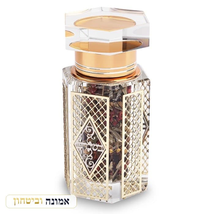 כלי לבשמים מקריסטל עם פלקטה "עיטור" 8.55 ס"מ עם פרחים — מבט ראשי