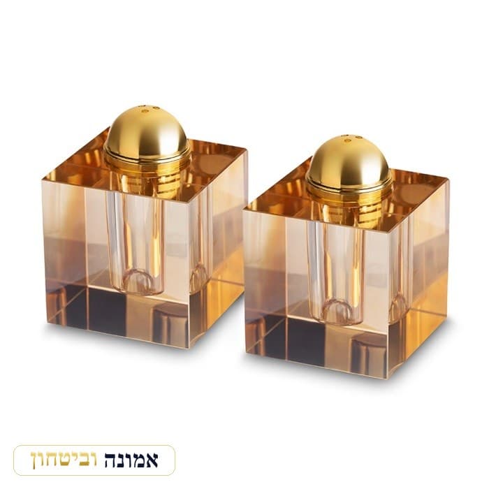 זוג מלחיות קריסטל זהב 7x5 ס"מ — מבט ראשי