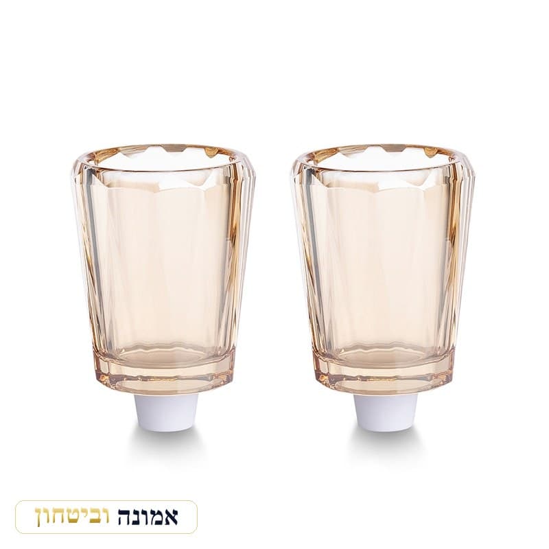 זוג כוסיות לשמן קריסטל זהב 9x6 ס"מ — מבט ראשי