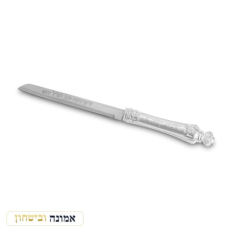 סכין מהודרת עם ידית מתכת להב חלק סגולה לפרנסה 35 ס"מ - ציפוי כסף — מבט ראשי
