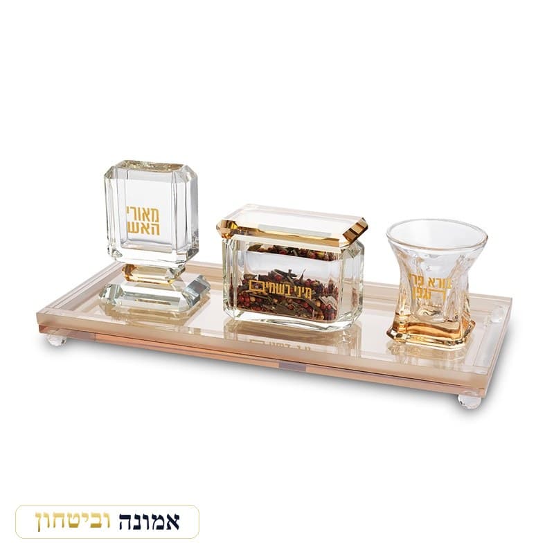 סט הבדלה מהודר מקריסטל 34x15 ס"מ — מבט ראשי
