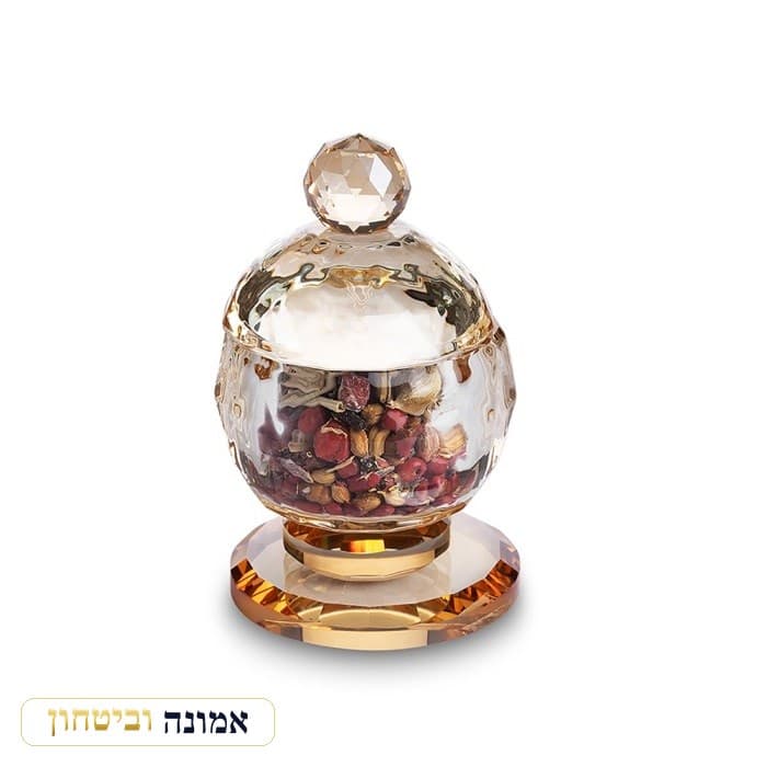 כלי לבשמים מקריסטל 9 ס"מ — בסיס ענבר — מבט ראשי