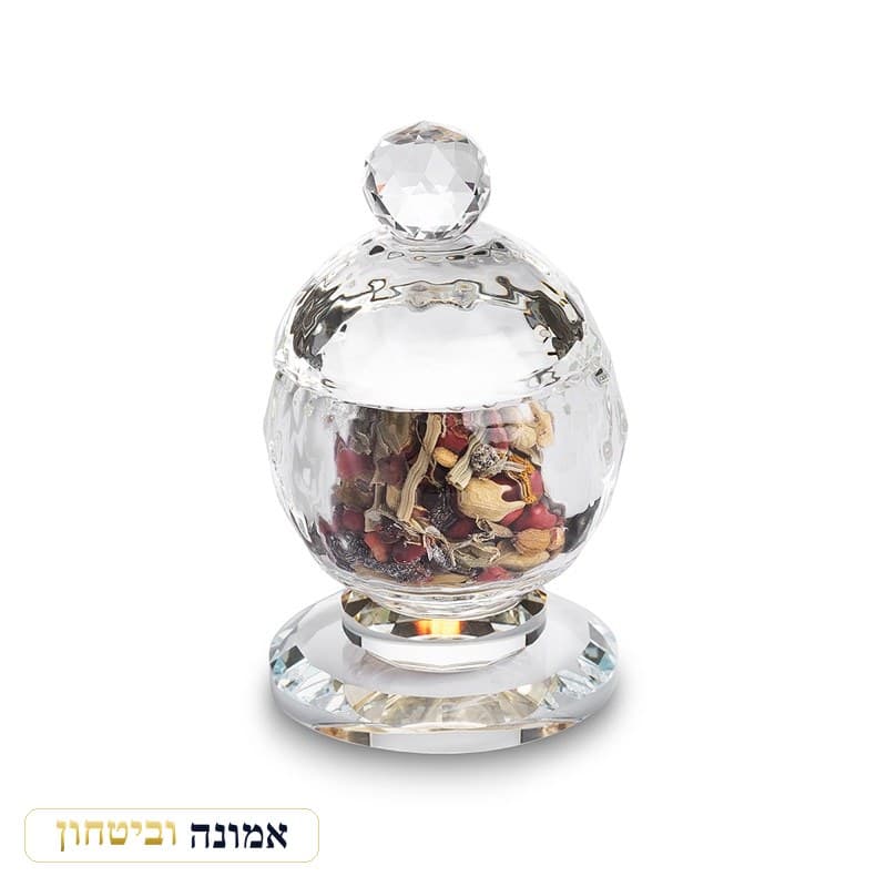 כלי לבשמים מקריסטל 9 ס"מ — בסיס שקוף — מבט ראשי