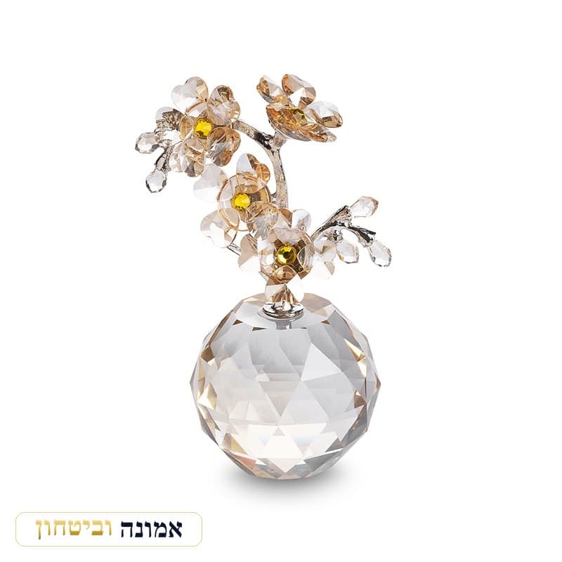 אגרטל קריסטל — זר פרחים לבן וזהב 11 ס"מ — מבט ראשי