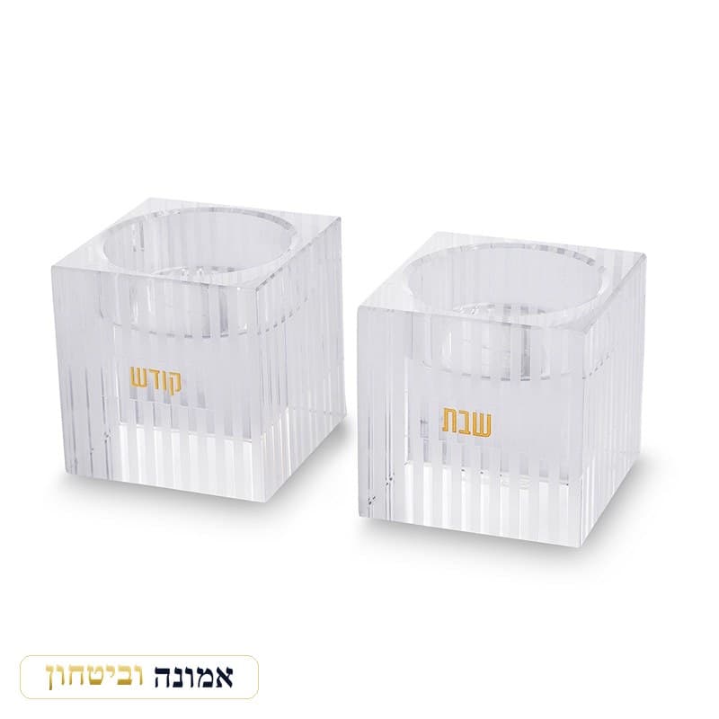 זוג פמוטי קריסטל מרובע 5 ס"מ — מבט ראשי