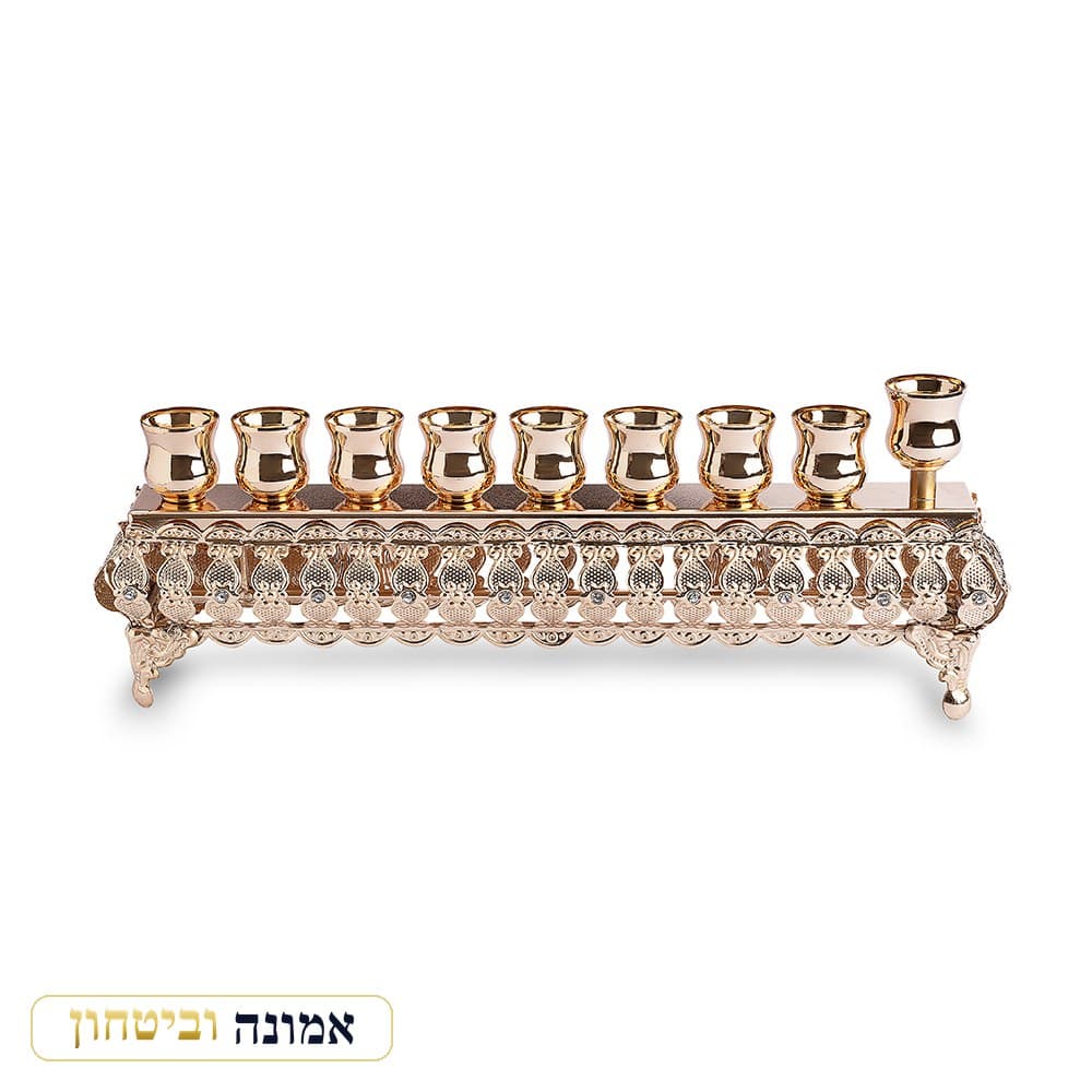 חנוכייה מתהפכת מהודרת בגימור רוז גולד 10X28 ס"מ — מבט ראשי