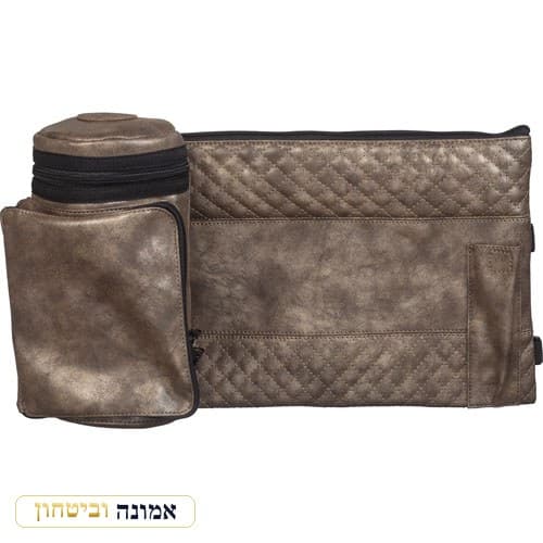 תיק תפילין טרמי דמוי עור ברונזה משופשף 22 ס"מ — מבט ראשי