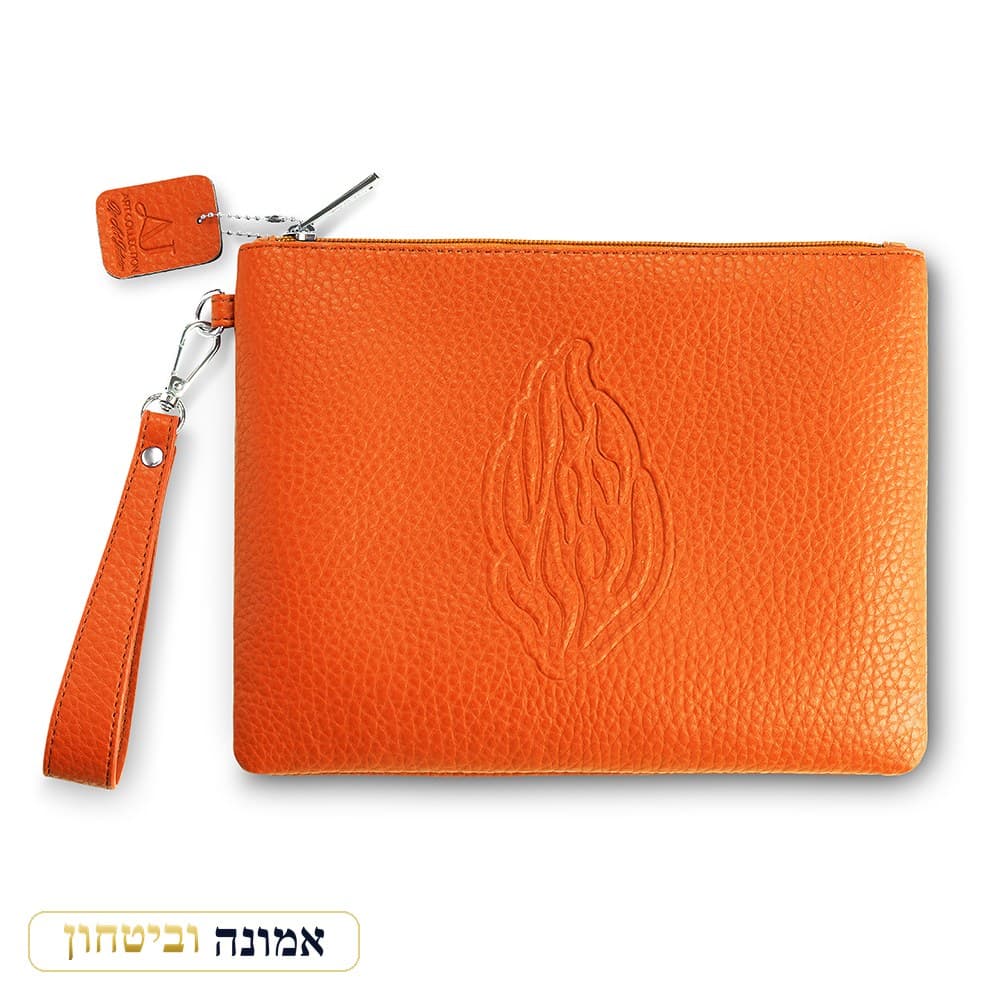נרתיק קלאצ' דמוי עור כתום הבלטה "האש שלי" 26.5X20.5 ס"מ — מבט ראשי