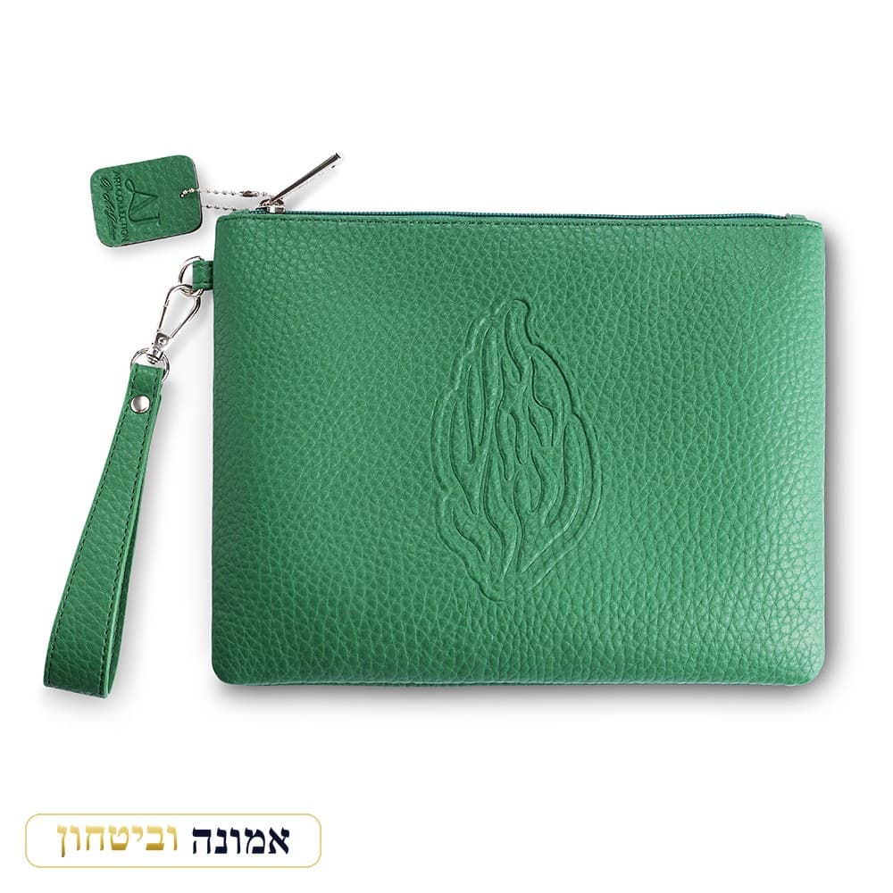 נרתיק קלאצ' דמוי עור ירוק הבלטה "האש שלי" 26.5X20.5 ס"מ — מבט ראשי