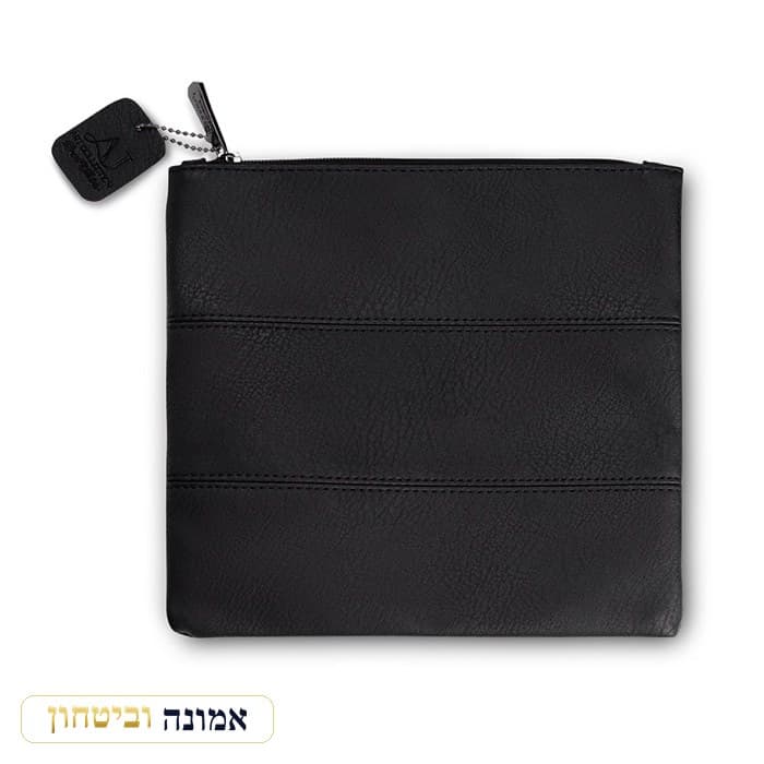 תיק תפילין דמוי עור שחור 25X22 ס"מ — מבט ראשי