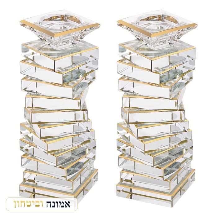 זוג פמוטי קריסטל מהודרים 19.5 ס"מ — מבט ראשי