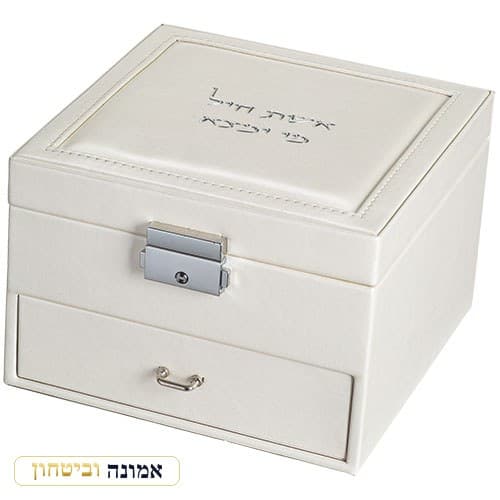 קופסא מהודרת לתכשיטים 2 קומות עם הדפסה כסף 11X16X16 ס"מ — מבט ראשי