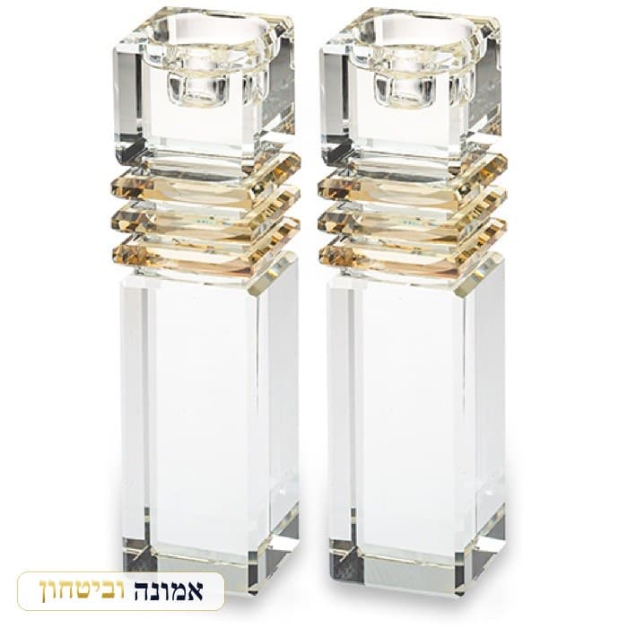 זוג פמוטים זהב קריסטל 17 ס"מ — מבט ראשי