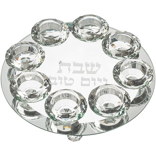 פמוט זכוכית עם 8 פמוטי קריסטל מהודרים 27 ס"מ — מבט ראשי