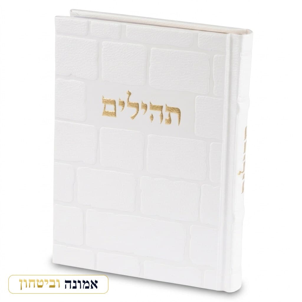 תהילים "כתר התפילה" כריכה מהודרת דמוי עור 17.5x12 ס"מ — לבן קלאסי — מבט ראשי