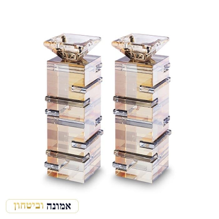 זוג פמוטי קריסטל זהב שחור 20 ס"מ — מבט ראשי