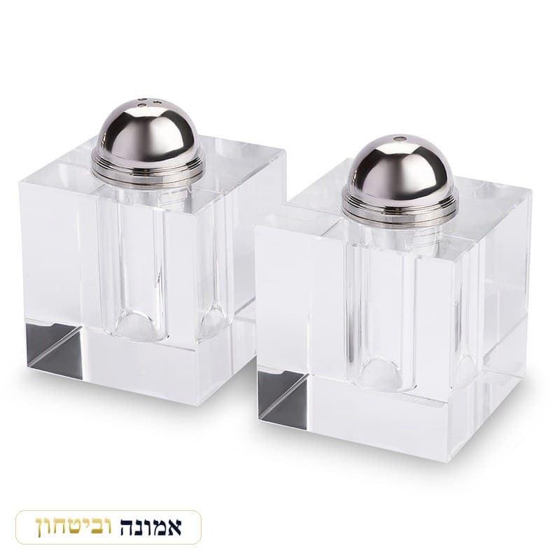 זוג מלחיות קריסטל שקוף 7x5 ס"מ — מבט ראשי