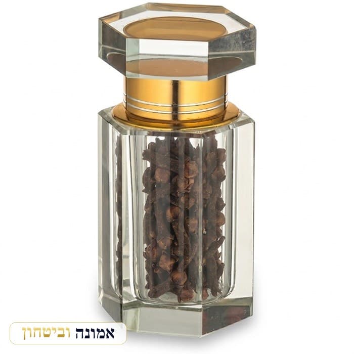 כלי לבשמים מקריסטל 9 ס"מ עם ציפורן — מבט ראשי