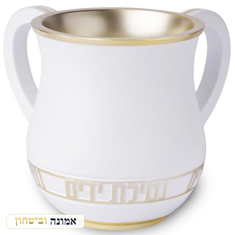 נטלה פולימר לבנה פס מפתח יווני זהב עדין 14 ס"מ — מבט ראשי
