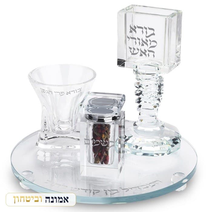 סט הבדלה מהודר מקריסטל 20 ס"מ — מבט ראשי