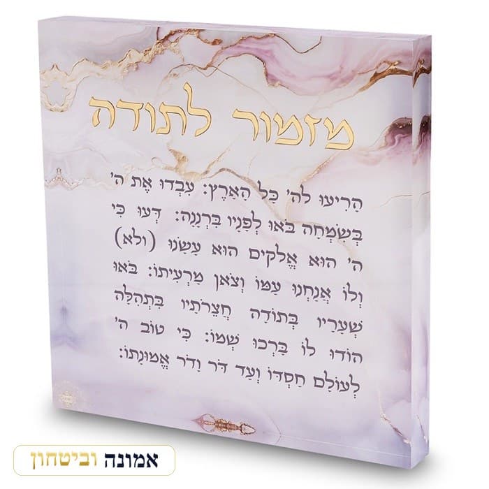 מזמור לתודה אקריליק 21 ס"מ - דגם שיש ורוד — מבט ראשי