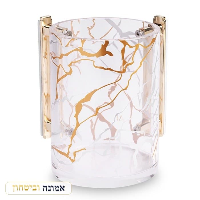נטלה אקריליק שקופה דוגמת שיש זהב 13 ס"מ — מבט ראשי