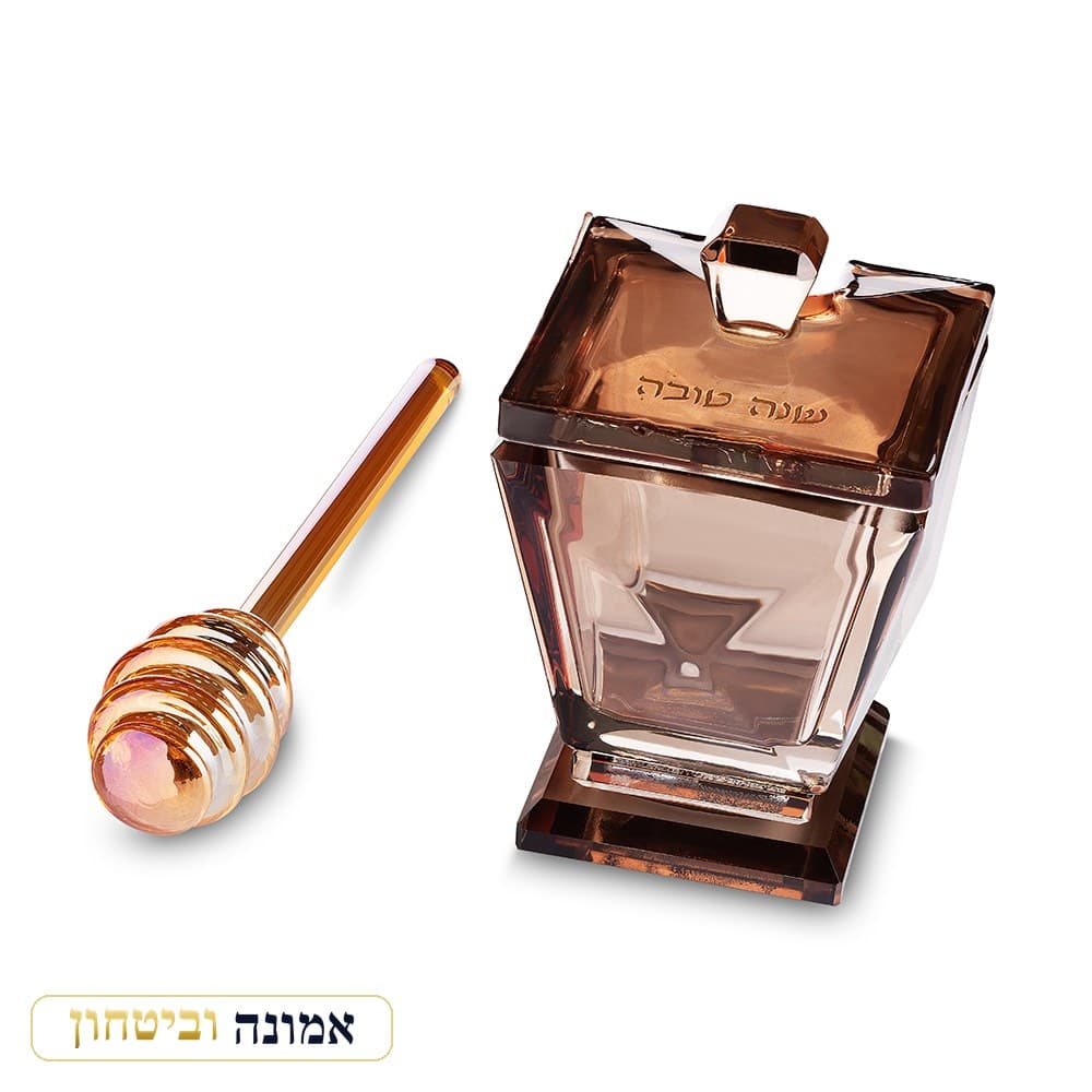 כלי מהודר לדבש מקריסטל 10x6 ס״מ — רוז גולד — מבט ראשי