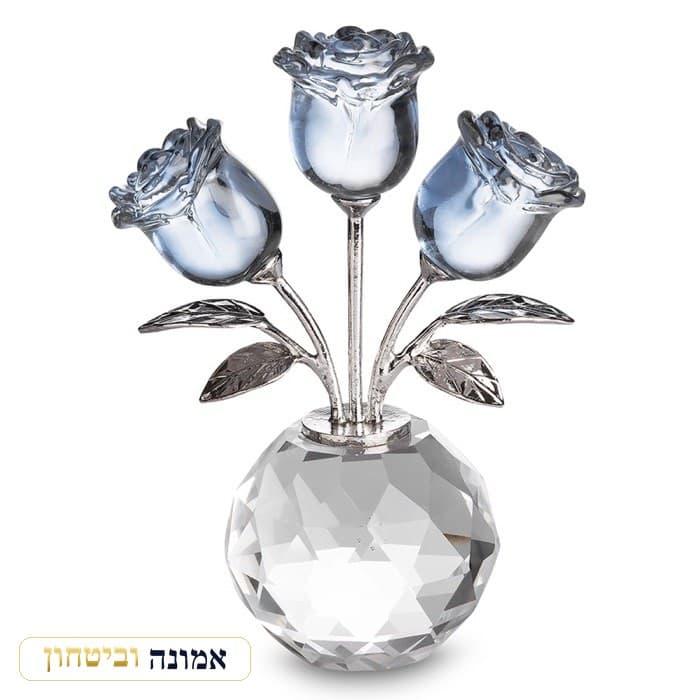 אגרטל קריסטל פרחים תכלת 11סמ — מבט ראשי