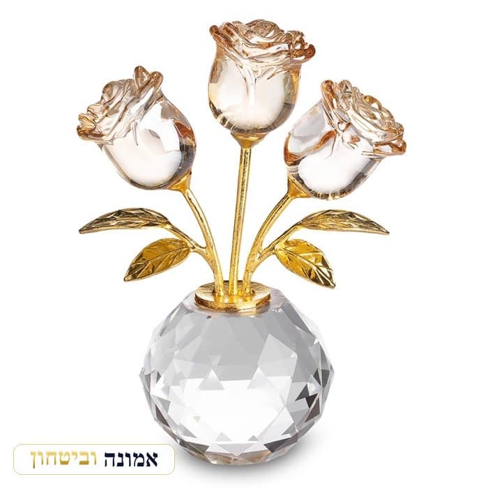 אגרטל קריסטל פרחים זהב 11סמ — מבט ראשי