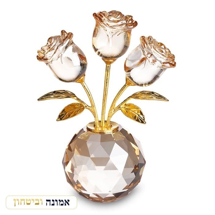 אגרטל קריסטל — זר ורדים זהב 11 ס"מ — מבט ראשי