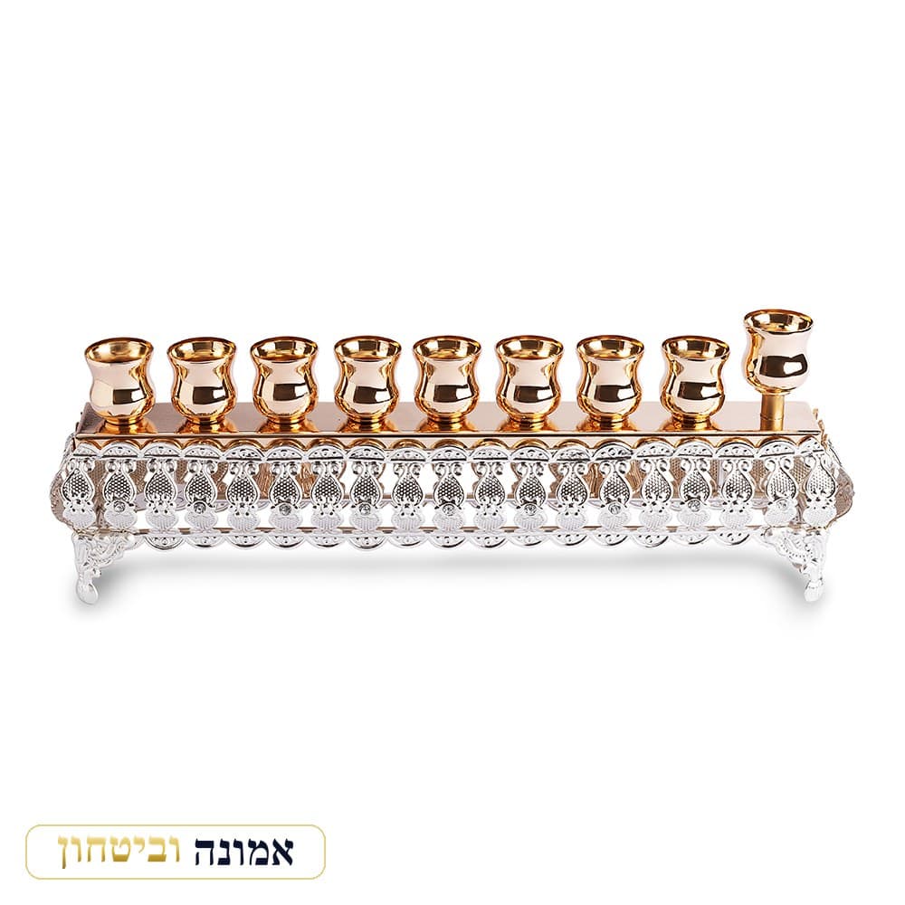 חנוכייה מתהפכת מהודרת בגימור זהב 10X28 ס"מ — מבט ראשי