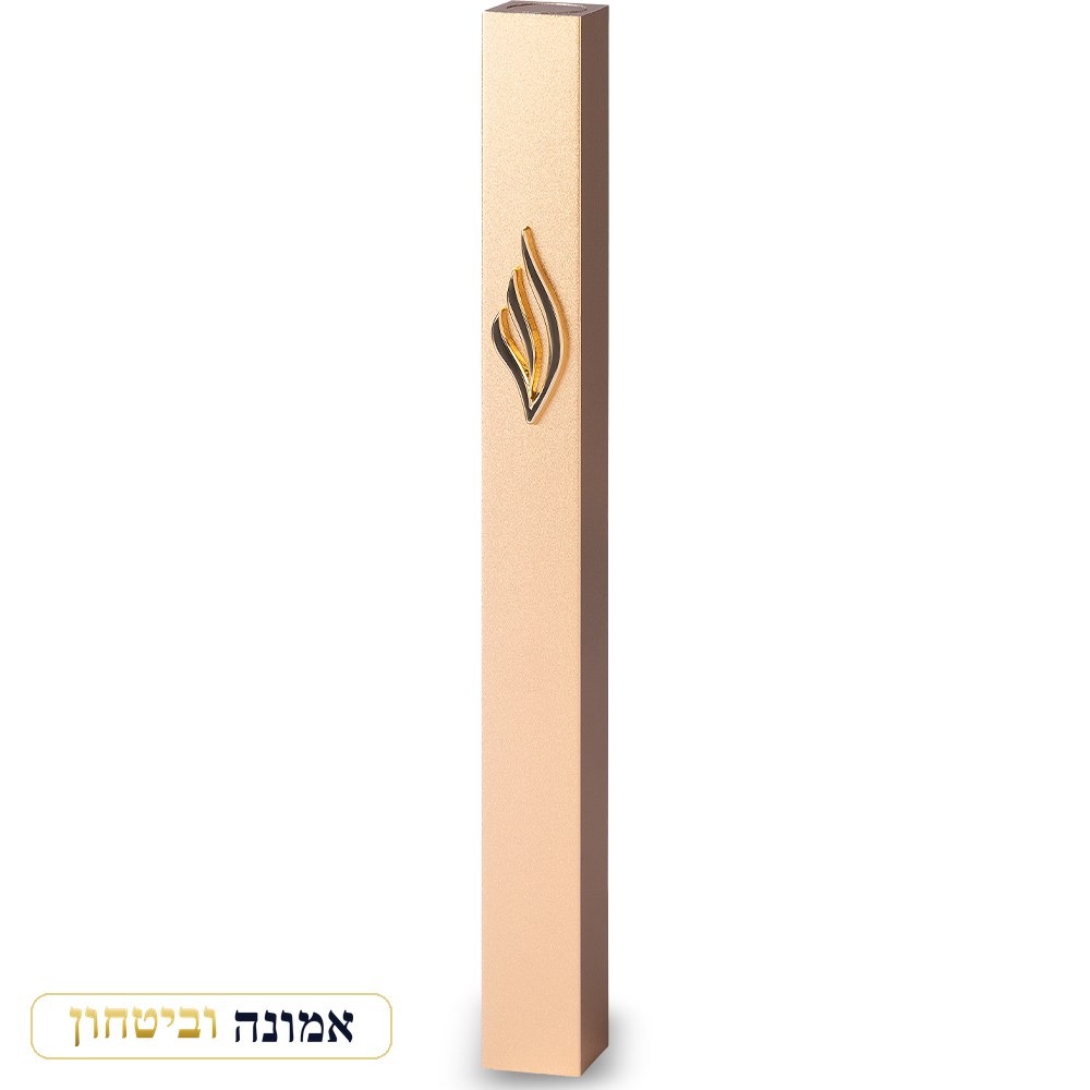 מזוזה אלומיניום סגירת גומי 12 ס"מ זהב — מבט ראשי