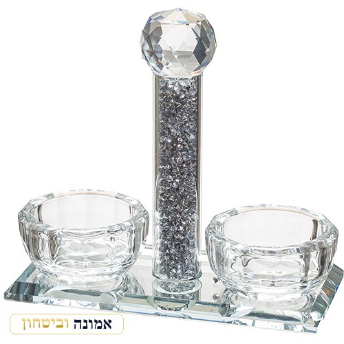 מלחייה קריסטל עם שבבי זכוכית 11x12 ס"מ — מבט ראשי