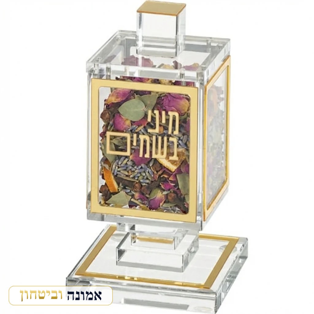 כלי לבשמים אקריליק עם תערובת בשמים זהב 13 ס"מ