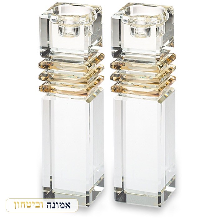 זוג פמוטים זהב קריסטל 17 ס"מ