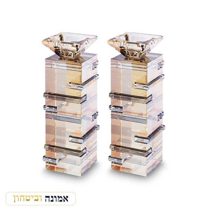 זוג פמוטי קריסטל זהב שחור 20 ס"מ